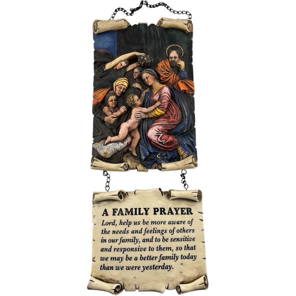 Religious 3D Hanging Scroll Design Wall Art - A Family Prayer